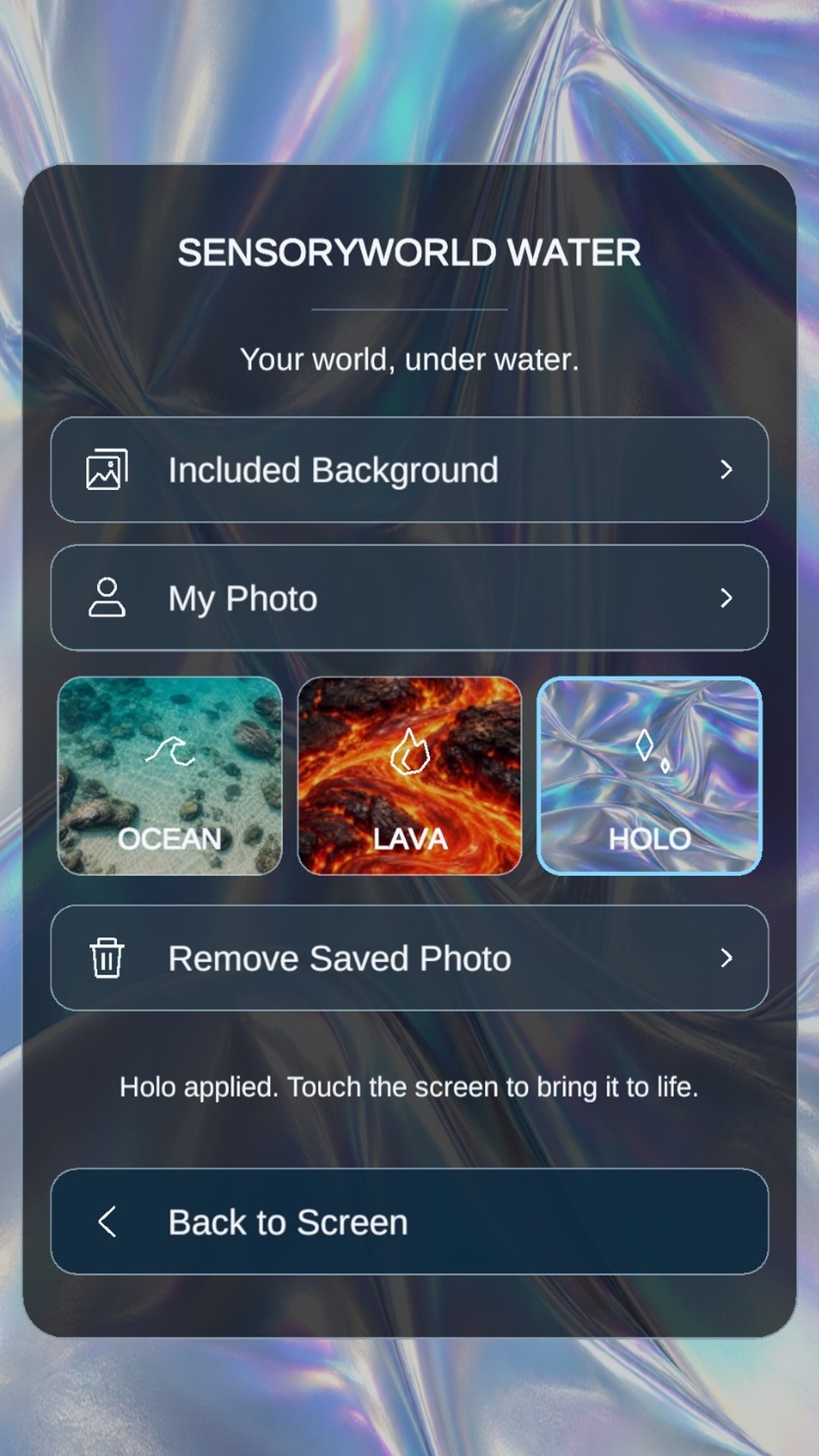 HOLO supplied WATER promotional artwork